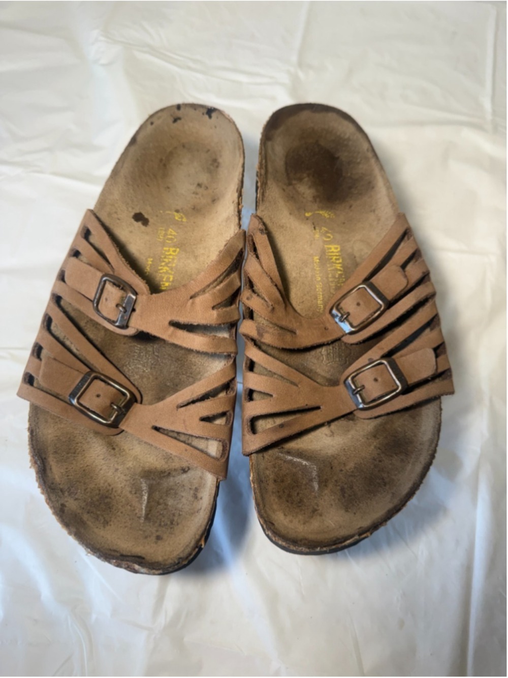 Birkenstock Womens Granada Brown Leather Slip On Slide Sandals Size US 9